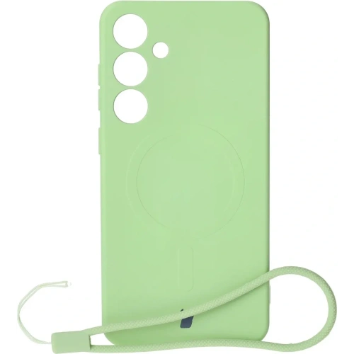 Silikonowe etui z pierścieniem magnetycznym Bizon Case Silicone Magnetic do Samsung Galaxy S25+ Plus / S24+ Plus jasnozielone