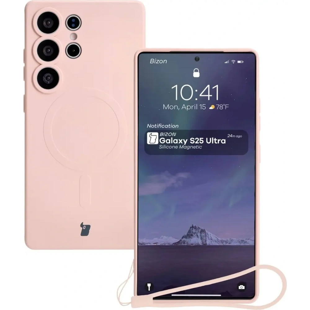 Hurtownia GSM - Silikonový kryt s magnetickým kroužkem Bizon Case Silicone Magnetic pro Samsung Galaxy S25 Ultra světle růžový - BIZ8294 - {ean13} - Hurt