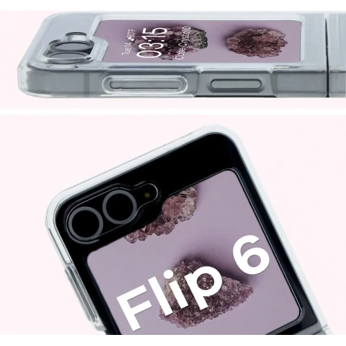 Etui z pierścieniem magnetycznym Bizon Case CrystalO do Samsung Galaxy Z Flip6 / 7 FE przezroczyste