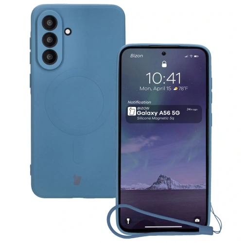 Silikonowe etui z pierścieniem magnetycznym Bizon Case Silicone Magnetic Sq do Samsung Galaxy A56 5G granatowe