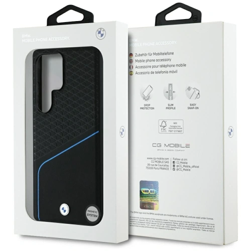 Etui BMW Leather Textured and Smooth MagSafe do Samsung Galaxy S25 Ultra czarny