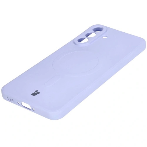 Silikonowe etui z pierścieniem magnetycznym Bizon Case Silicone Magnetic Sq do Samsung Galaxy A56 5G jasnofioletowe