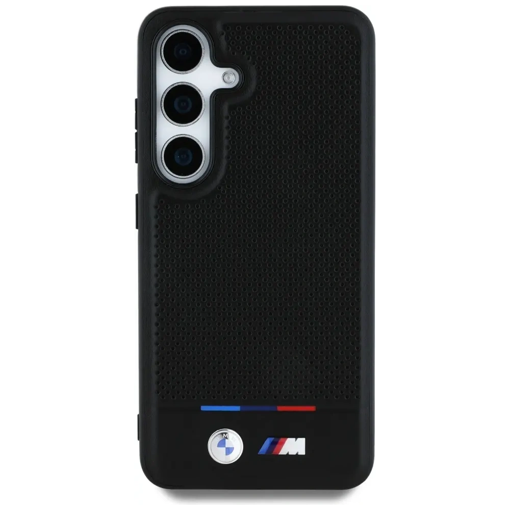 Hurtownia GSM - BMW Bőr Trikolor Csík MagSafe Samsung Galaxy S25 fekete - BMW807 - {ean13} - Hurt