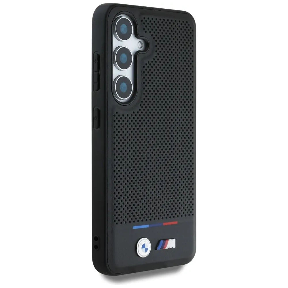 Hurtownia GSM - Etui BMW Kožené Tricolor Stripe MagSafe pro Samsung Galaxy S25 černé - BMW807 - {ean13} - Hurt
