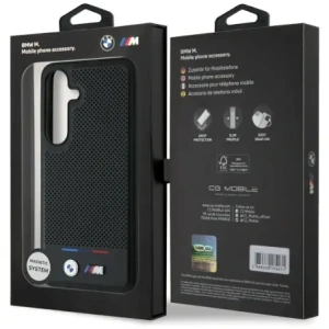 Hurtownia GSM - Etui BMW Kožené Tricolor Stripe MagSafe pro Samsung Galaxy S25 černé - BMW807 - {ean13} - Hurt