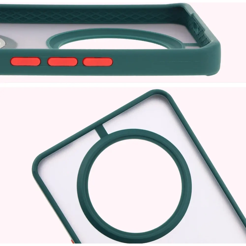Hurtownia GSM - Bizon Case Hybrid Ring Honor Magic7 Lite rauchig mit einem dunkelgrünen Rahmen - BIZ8305 - {ean13} - Hurt