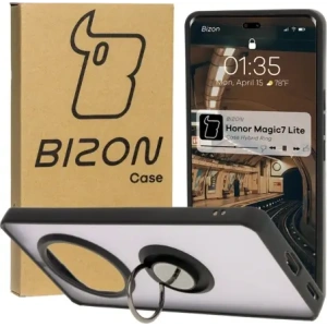 Hurtownia GSM - Pouzdro s úchytem na prst Bizon Case Hybrid Ring pro Honor Magic7 Lite kouřové s černým rámečkem - BIZ8306 - {ean13} - Hurt