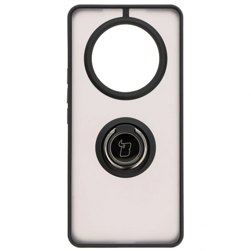 Etui z uchwytem na palec Bizon Case Hybrid Ring do Honor Magic7 Lite przydymione z czarną ramką
