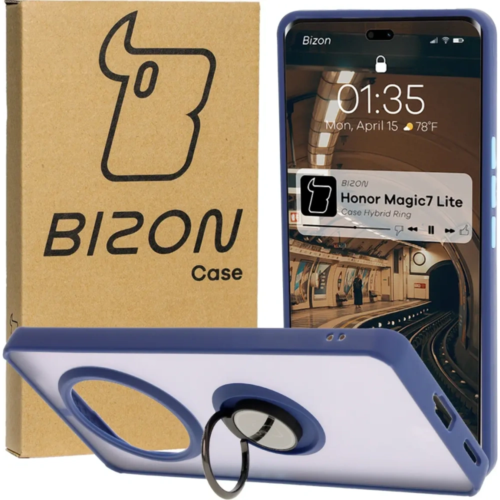 Hurtownia GSM - Bizon Case Hybrid Ring Honor Magic7 Lite füstös színben, sötétkék kerettel. - BIZ8308 - {ean13} - Hurt