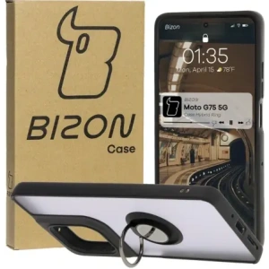 Bizon Case Hybrid Ring Motorola Moto G75 5G smoky with a black frame
