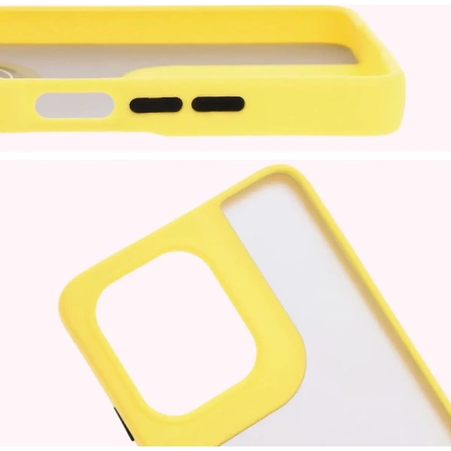 Etui z uchwytem na palec Bizon Case Hybrid Ring do Motorola Moto G75 5G przydymione z żółtą ramką