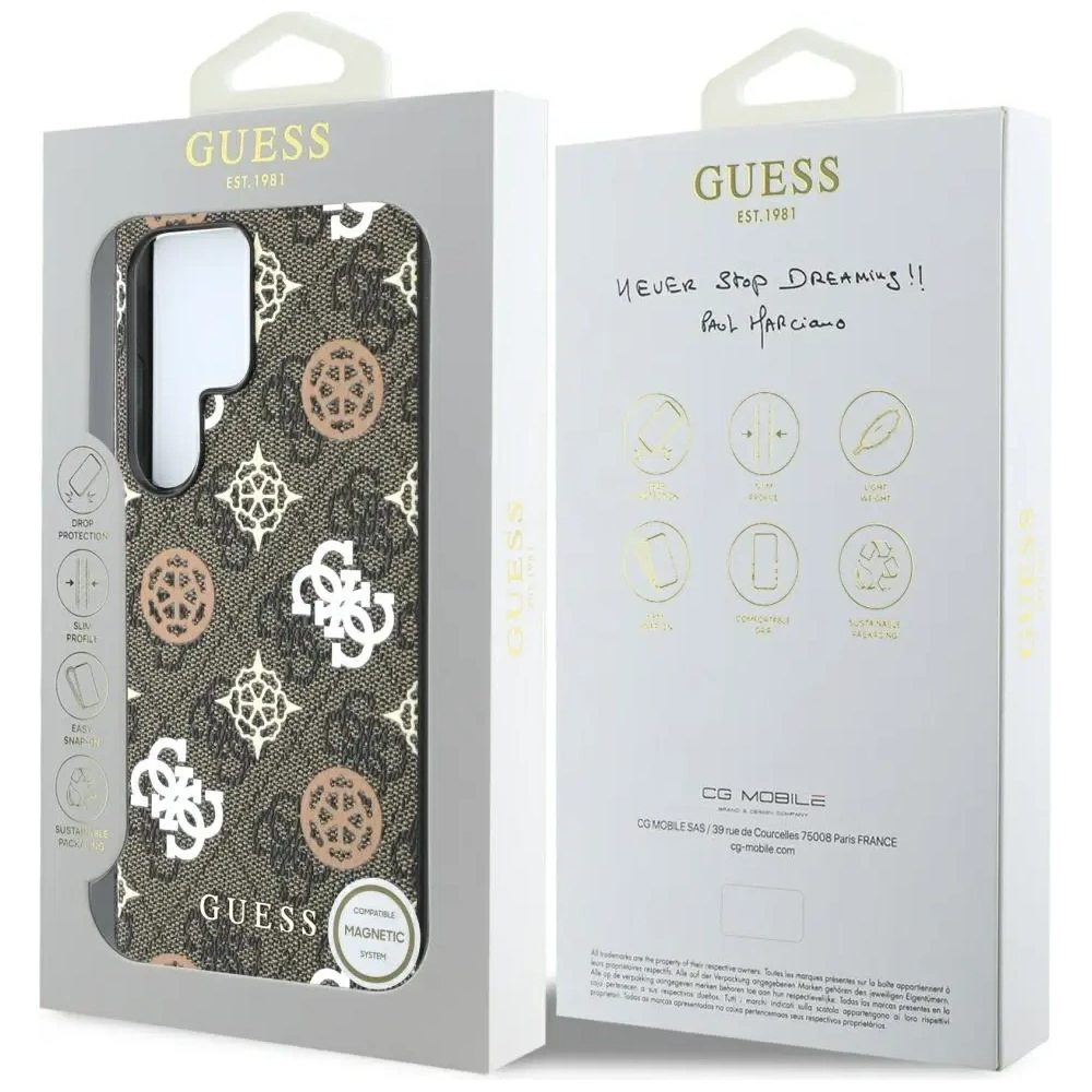Wholesale Guess 4G Printed Colored Peony Pattern MagSafe Samsung Galaxy S25 Ultra brown - GUE4288 - {ean13} - Hurt