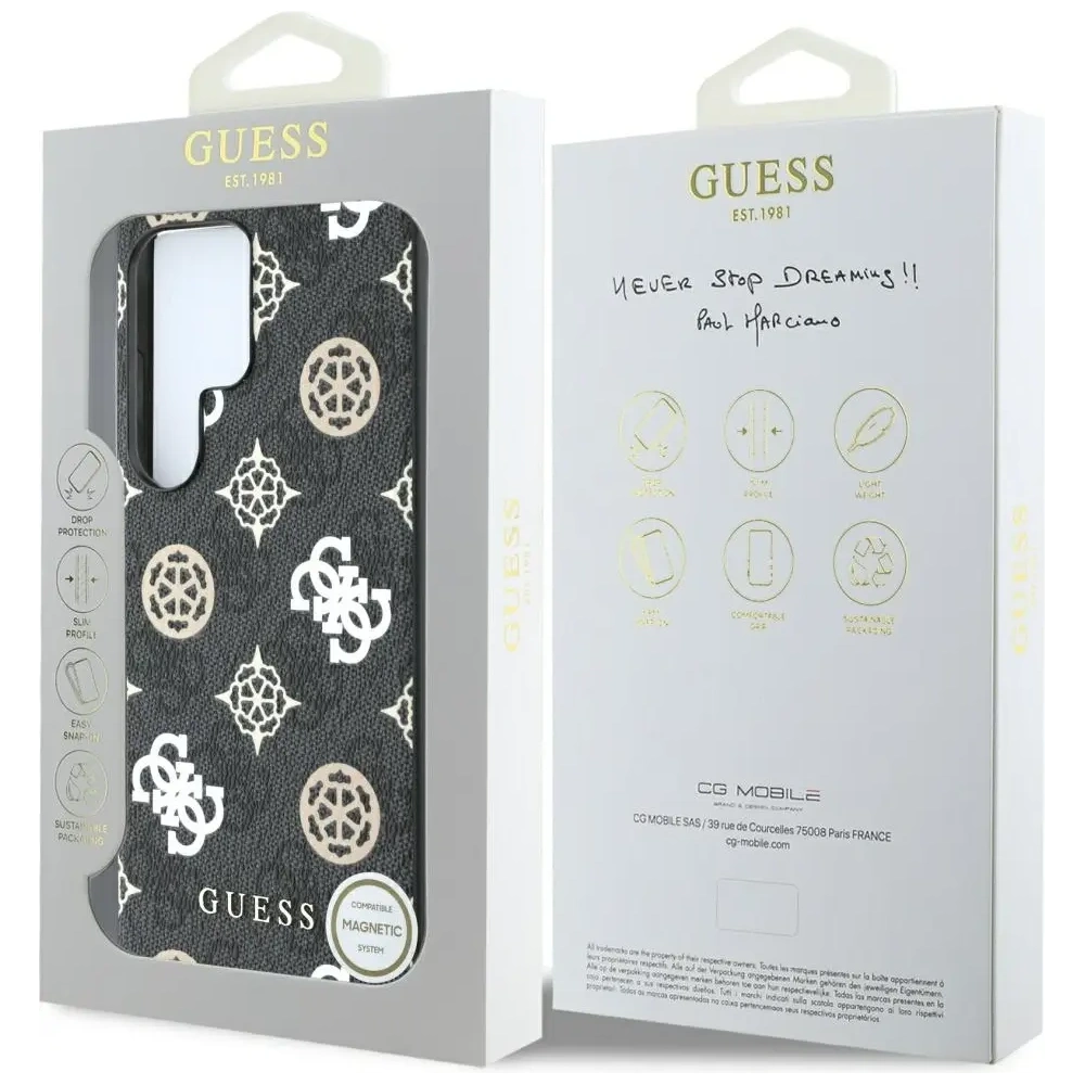 Hurtownia GSM - Guess 4G Imprimat Model de Bujor Colorat MagSafe Samsung Galaxy S25 Ultra negru - GUE4289 - {ean13} - Hurt