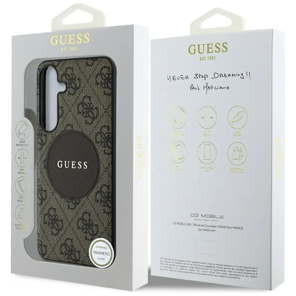 Hurtownia GSM - Guess 4G Kerek Patches Klasszikus Logó MagSafe Samsung Galaxy S25 barna - GUE4290 - {ean13} - Hurt