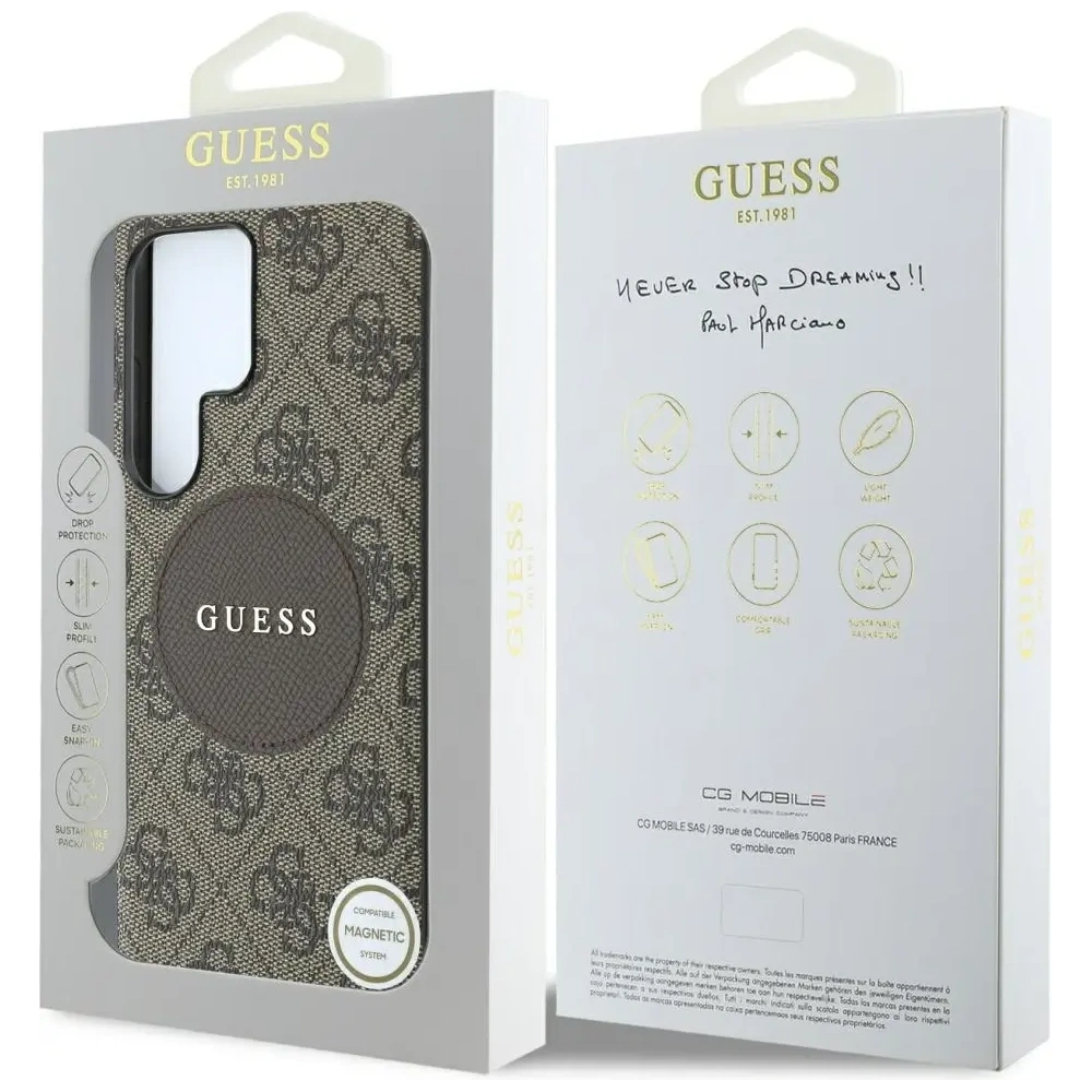 Hurtownia GSM - Etui Guess 4G Round Patch Classic Logo MagSafe do Samsung Galaxy S25 Ultra brązowy - GUE4291 - {ean13} - Hurt