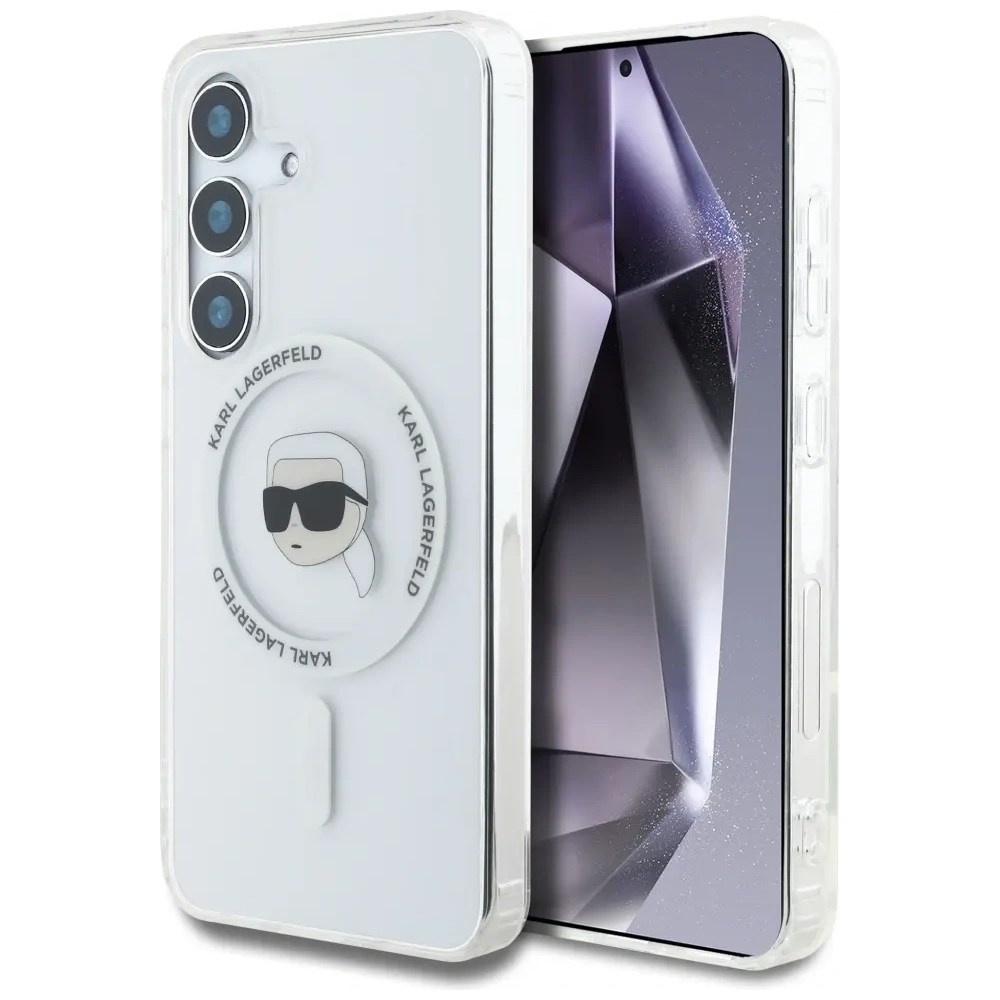Hurtownia GSM - Karl Lagerfeld Knopf Karl Kopf Bedrucktes Logo MagSafe Samsung Galaxy S25 weiß - KLD21884 - {ean13} - Hurt