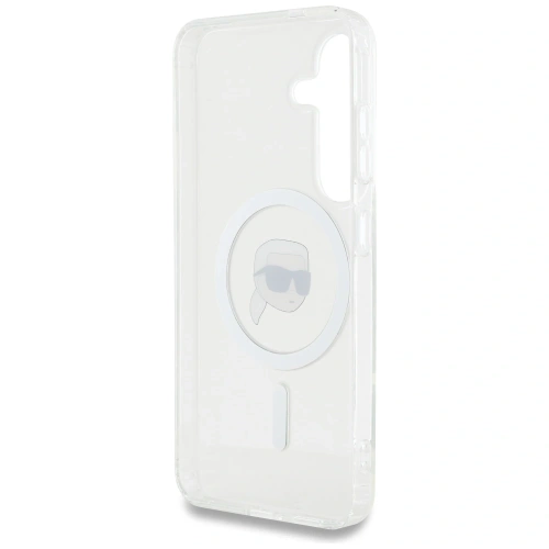 Etui Karl Lagerfeld Button Karl Head Printed Logo MagSafe do Samsung Galaxy S25 biały