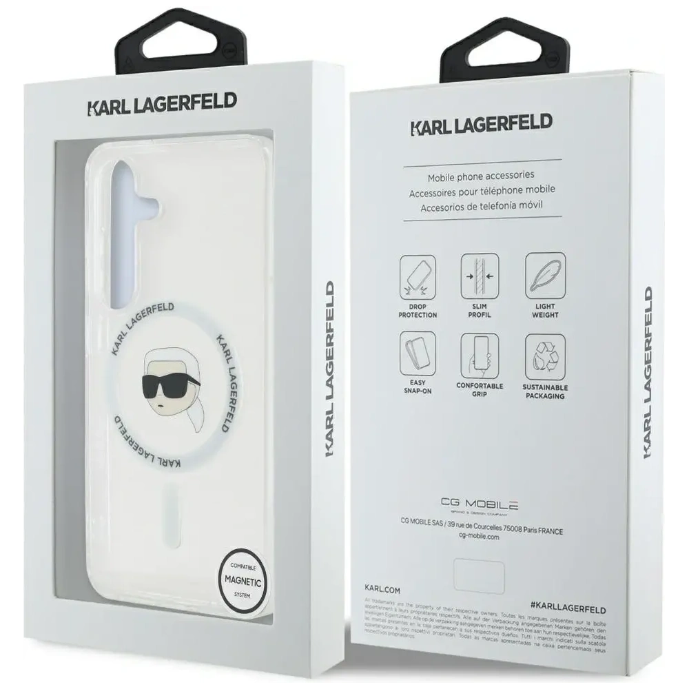 Hurtownia GSM - Karl Lagerfeld Gomb Karl Fej Nyomtatott Logó MagSafe Samsung Galaxy S25 fehér - KLD21884 - {ean13} - Hurt