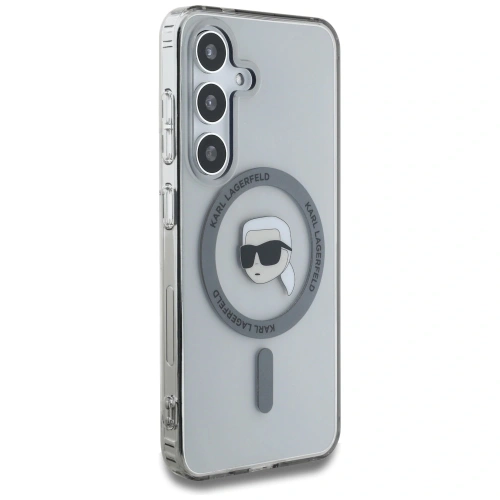 Etui Karl Lagerfeld Button Karl Head Printed Logo MagSafe do Samsung Galaxy S25 czarny