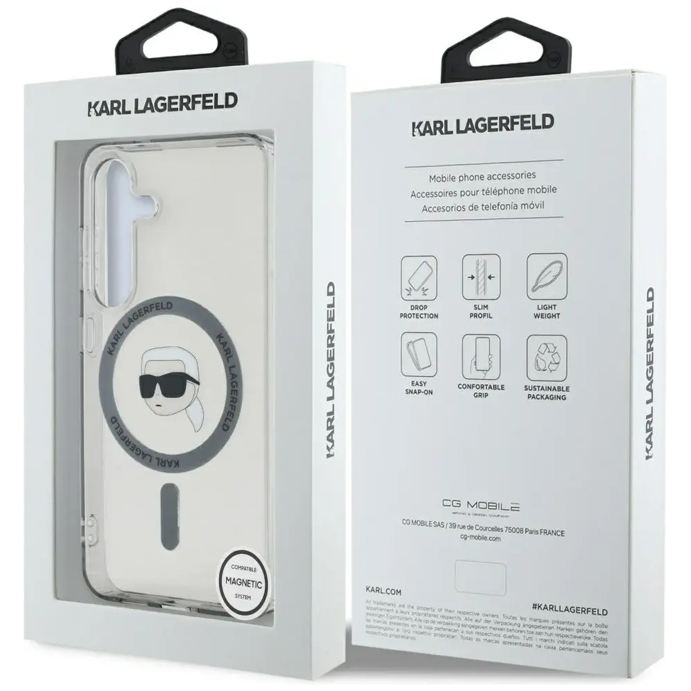 Hurtownia GSM - Etui Karl Lagerfeld Button Karl Head Printed Logo MagSafe do Samsung Galaxy S25 černé - KLD21885 - {ean13} - Hurt