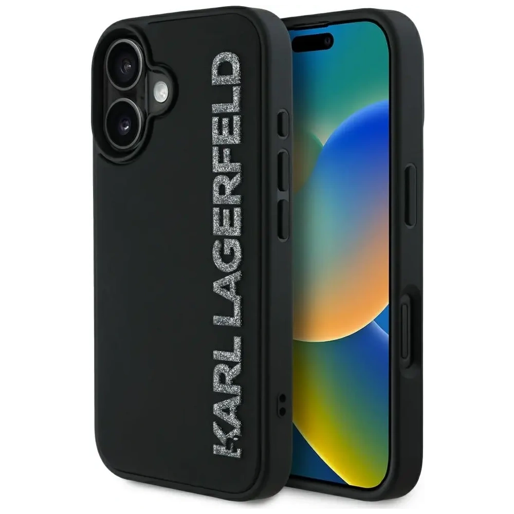 Hurtownia GSM - Karl Lagerfeld HC 3D Gumi Hosszú Csillám Apple iPhone 16 fekete - KLD21886 - {ean13} - Hurt