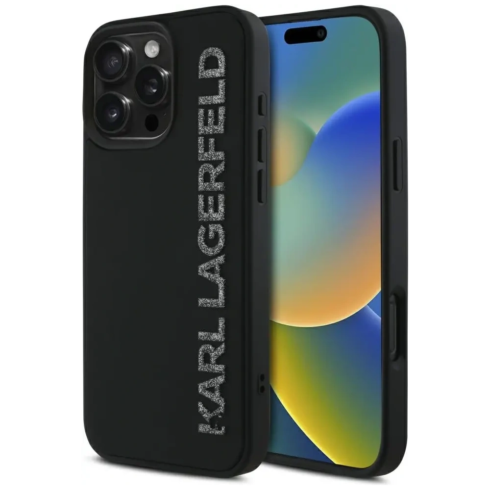 Hurtownia GSM - Etui Karl Lagerfeld HC 3D Rubber Elongated Glitter do Apple iPhone 16 Pro černé - KLD21887 - {ean13} - Hurt