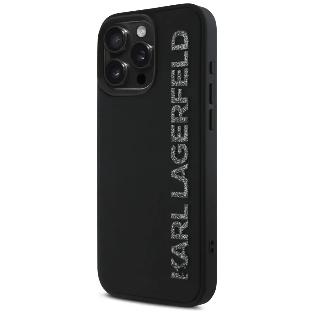 Hurtownia GSM - Etui Karl Lagerfeld HC 3D Rubber Elongated Glitter do Apple iPhone 16 Pro černé - KLD21887 - {ean13} - Hurt