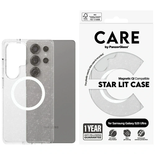 Etui CARE by PanzerGlass Flagship Urban Combat StarLight White QI do Samsung Galaxy S25 Ultra przezroczysty
