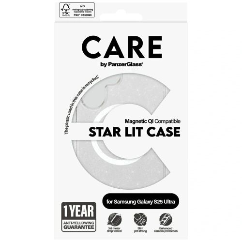 Etui CARE by PanzerGlass Flagship Urban Combat StarLight White QI do Samsung Galaxy S25 Ultra przezroczysty