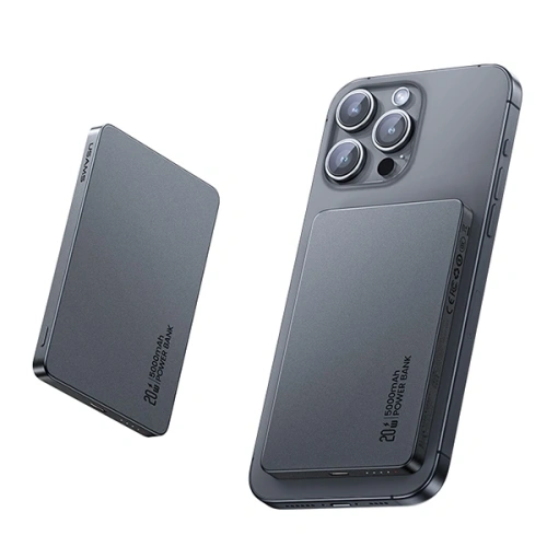 Powerbank z ładowaniem bezprzewodowym USAMS US-CD231 5000mAh 20W PD Fast Charge tytanowy/titanium