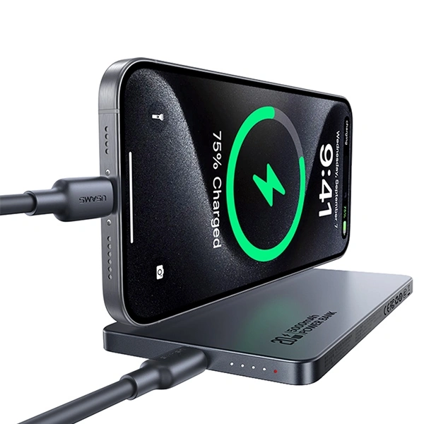 USAMS US-CD231 Power bank with wireless charging 5000mAh 20W PD Fast Charge titanium