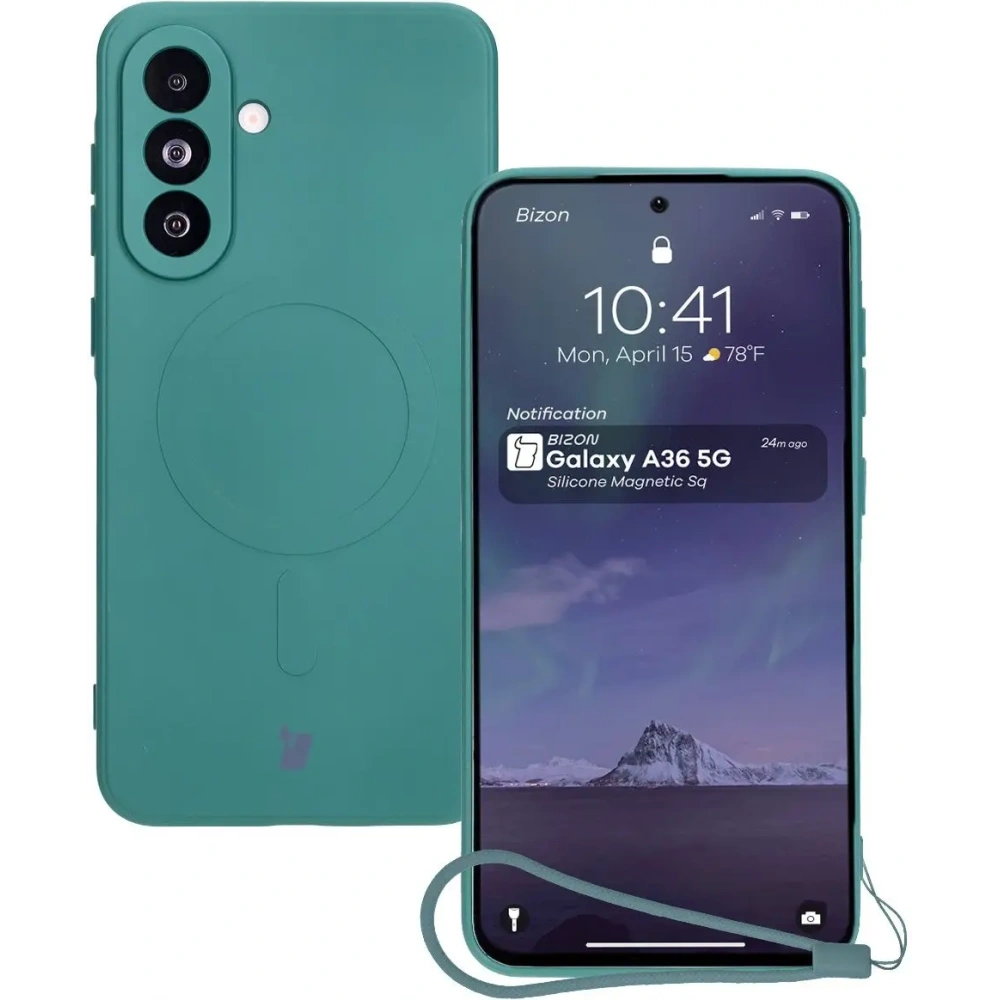 Hurtownia GSM - Bizon Case Silicone Magnetic Sq Samsung Galaxy A36 5G verde închis - BIZ8314 - {ean13} - Hurt