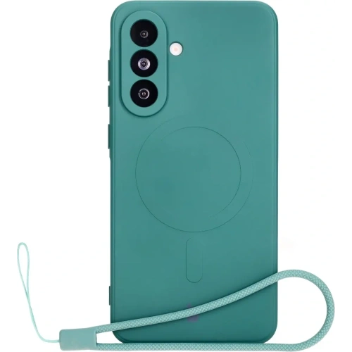 Silikonowe etui z pierścieniem magnetycznym Bizon Case Silicone Magnetic Sq do Samsung Galaxy A36 5G ciemnozielone