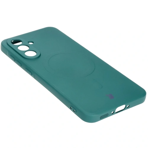 Silikonowe etui z pierścieniem magnetycznym Bizon Case Silicone Magnetic Sq do Samsung Galaxy A36 5G ciemnozielone