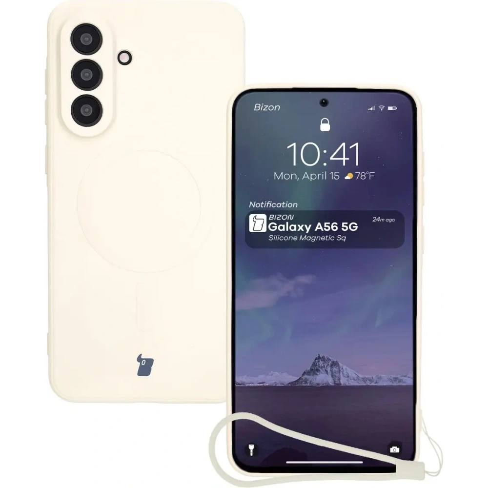 Hurtownia GSM - Silikonový kryt s magnetickým kroužkem Bizon Case Silicone Magnetic Sq pro Samsung Galaxy A56 5G béžový - BIZ8315 - {ean13} - Hurt