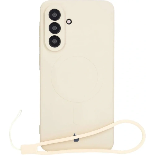 Silikonowe etui z pierścieniem magnetycznym Bizon Case Silicone Magnetic Sq do Samsung Galaxy A56 5G beżowe