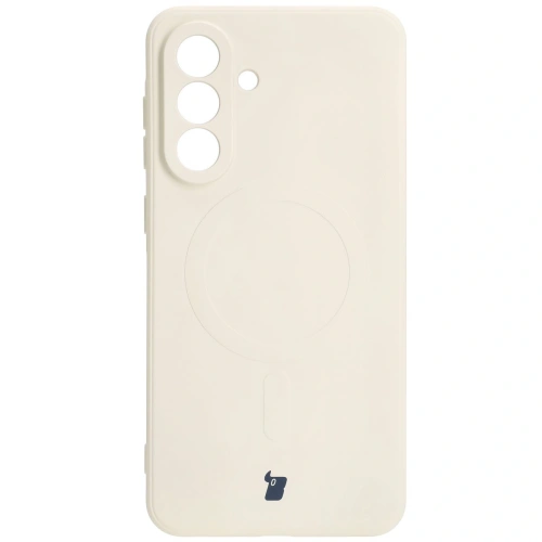 Silikonowe etui z pierścieniem magnetycznym Bizon Case Silicone Magnetic Sq do Samsung Galaxy A56 5G beżowe