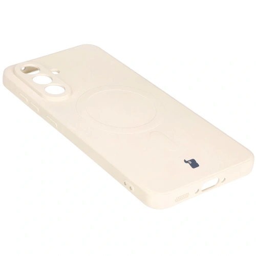 Silikonowe etui z pierścieniem magnetycznym Bizon Case Silicone Magnetic Sq do Samsung Galaxy A56 5G beżowe