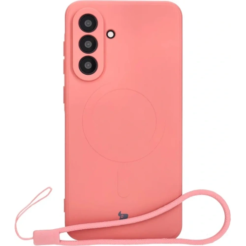 Silikonowe etui z pierścieniem magnetycznym Bizon Case Silicone Magnetic Sq do Samsung Galaxy A56 5G brudnoróżowe