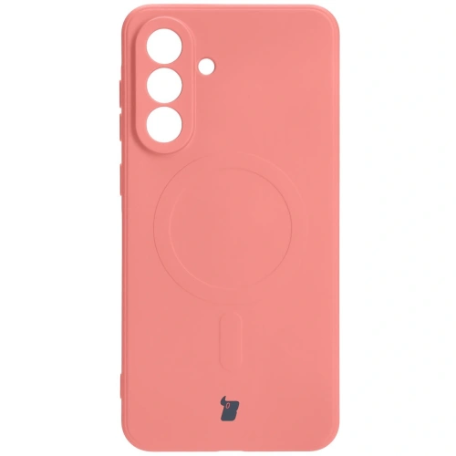 Silikonowe etui z pierścieniem magnetycznym Bizon Case Silicone Magnetic Sq do Samsung Galaxy A56 5G brudnoróżowe