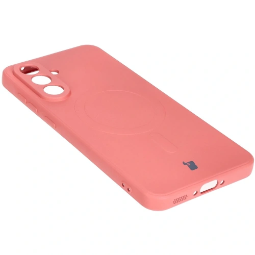 Silikonowe etui z pierścieniem magnetycznym Bizon Case Silicone Magnetic Sq do Samsung Galaxy A56 5G brudnoróżowe