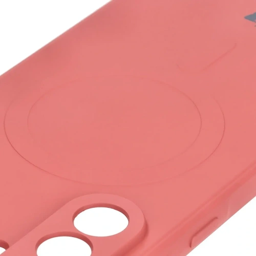 Silikonowe etui z pierścieniem magnetycznym Bizon Case Silicone Magnetic Sq do Samsung Galaxy A56 5G brudnoróżowe