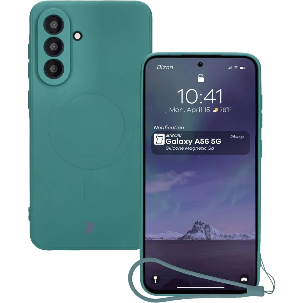 Hurtownia GSM - Bizon Caz din Silicon Magnetic Sq Samsung Galaxy A56 5G verde închis - BIZ8317 - {ean13} - Hurt