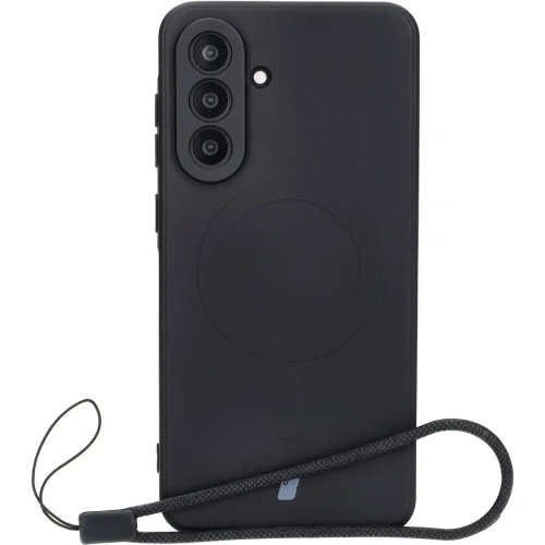 Silikonowe etui z pierścieniem magnetycznym Bizon Case Silicone Magnetic Sq do Samsung Galaxy A56 5G czarne