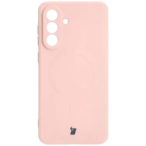 Silikonowe etui z pierścieniem magnetycznym Bizon Case Silicone Magnetic Sq do Samsung Galaxy A56 5G jasnoróżowe