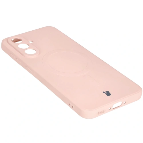 Silikonowe etui z pierścieniem magnetycznym Bizon Case Silicone Magnetic Sq do Samsung Galaxy A56 5G jasnoróżowe