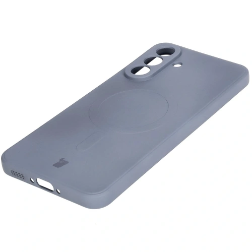 Silikonowe etui z pierścieniem magnetycznym Bizon Case Silicone Magnetic Sq do Samsung Galaxy A56 5G szare