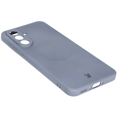 Silikonowe etui z pierścieniem magnetycznym Bizon Case Silicone Magnetic Sq do Samsung Galaxy A56 5G szare