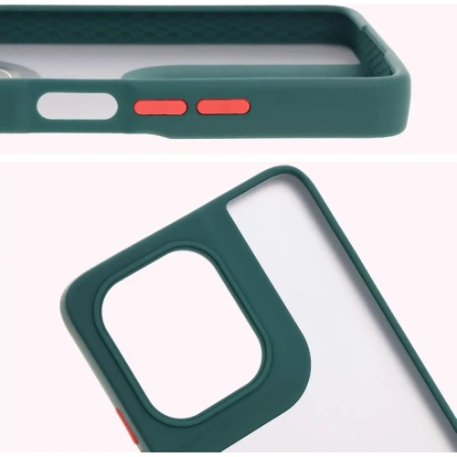 Etui z uchwytem na palec Bizon Case Hybrid Ring do Motorola Moto G75 5G przydymione z ciemnozieloną ramką