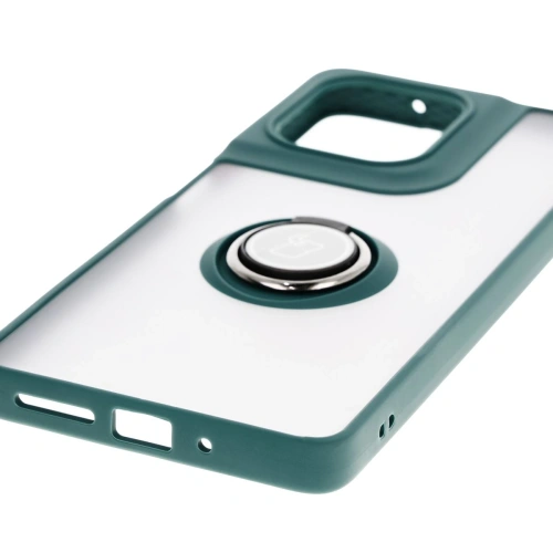 Etui z uchwytem na palec Bizon Case Hybrid Ring do Motorola Moto G75 5G przydymione z ciemnozieloną ramką